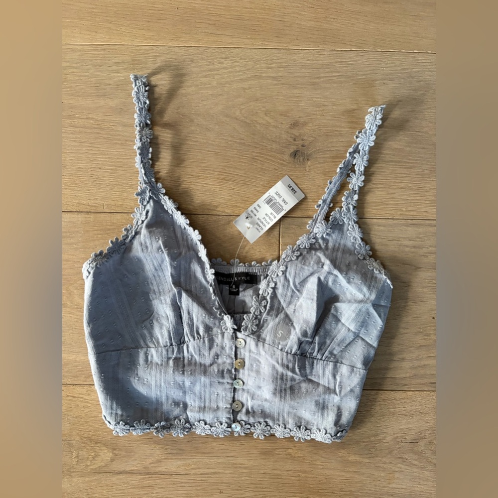 Kendall & Kylie pacsun floral embroidered boho crop top festival - small NWT